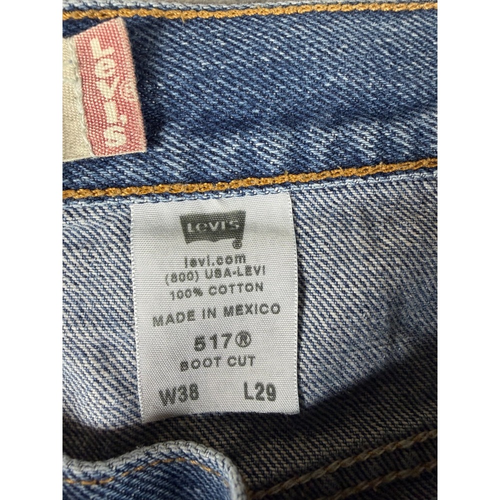 Vtg Levi's 517 USA Boot Cut Jeans 38x29 Distressed Fade - Picture 9 of 16